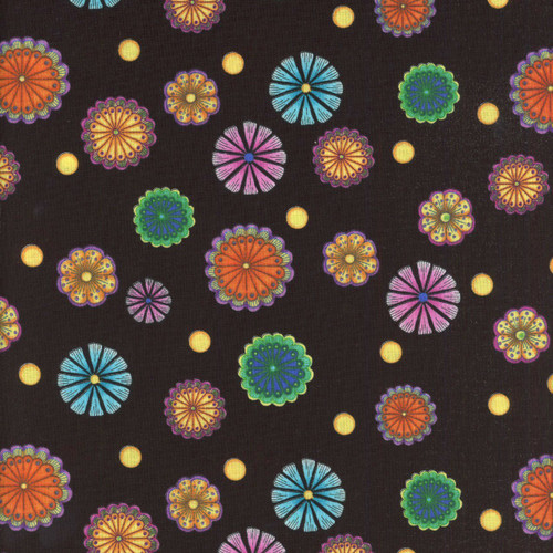 Quilting Treasures Fabrics Carnivale Large Flowers Turquoise